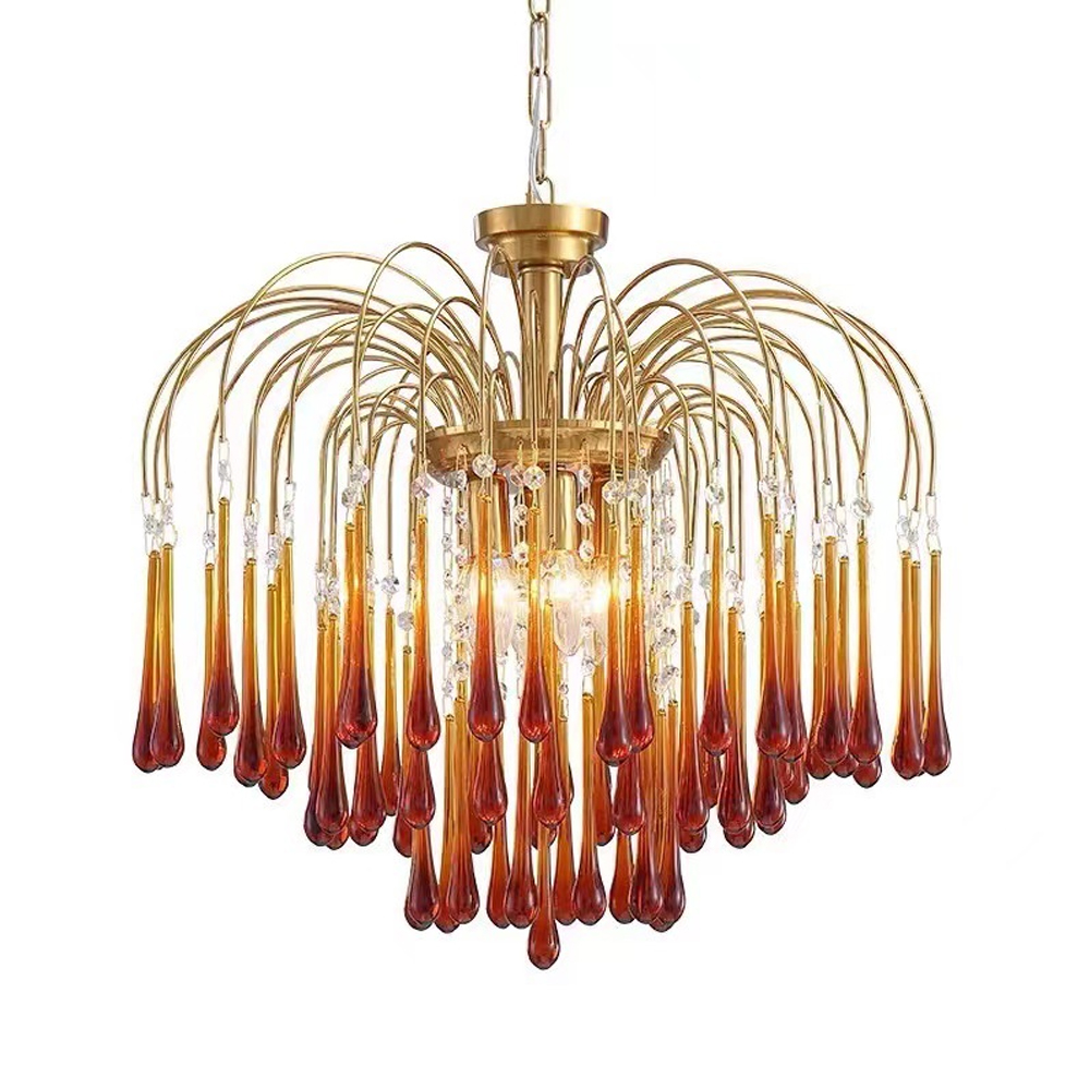 Classical Drop Glass Chandelier Italian Design Living Room Crystal Lighting-Handwovenlamp