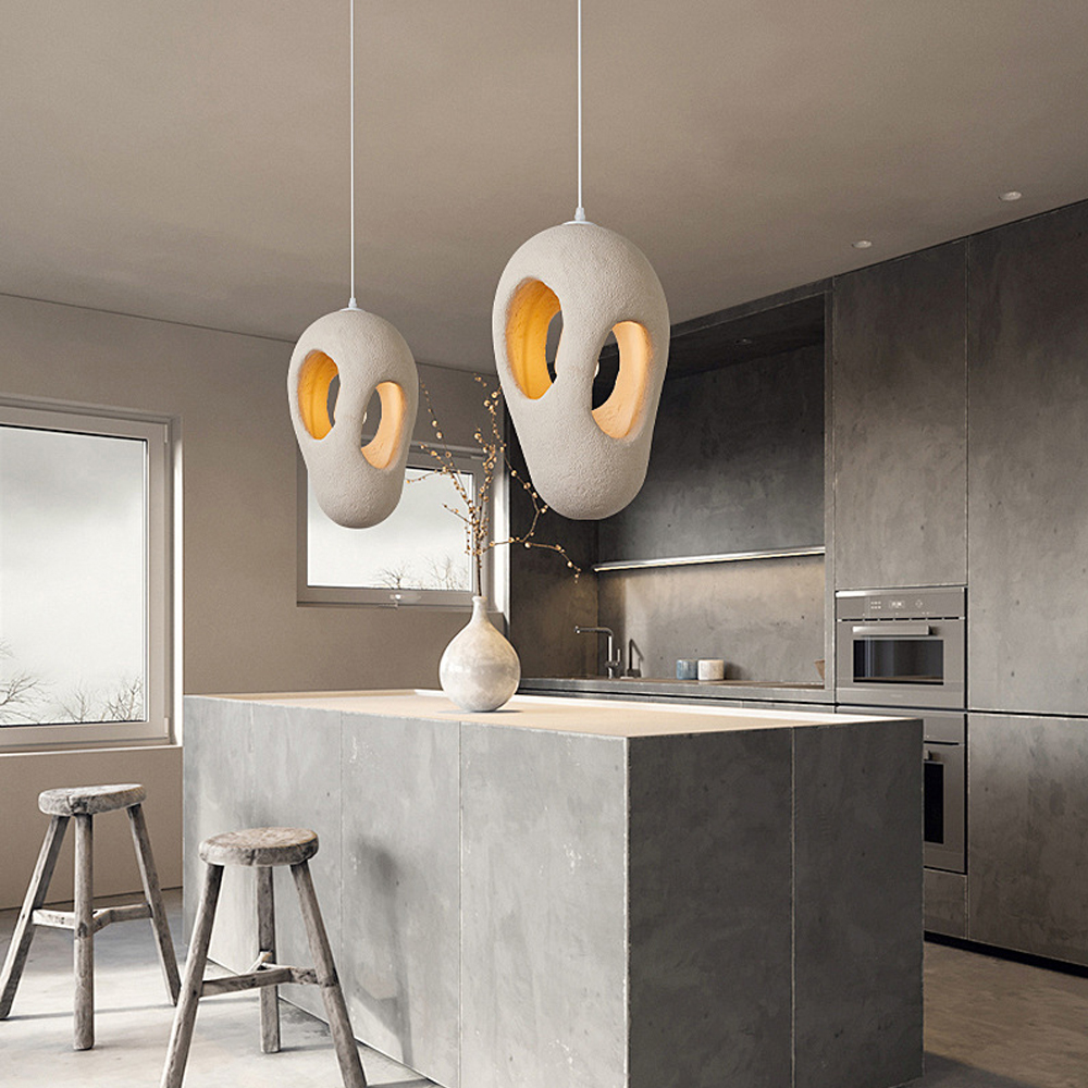 Japanese Retro Handmade Hanging Lamp High Density Polystyrene Wabi Sabi Pendant Light-Handwovenlamp