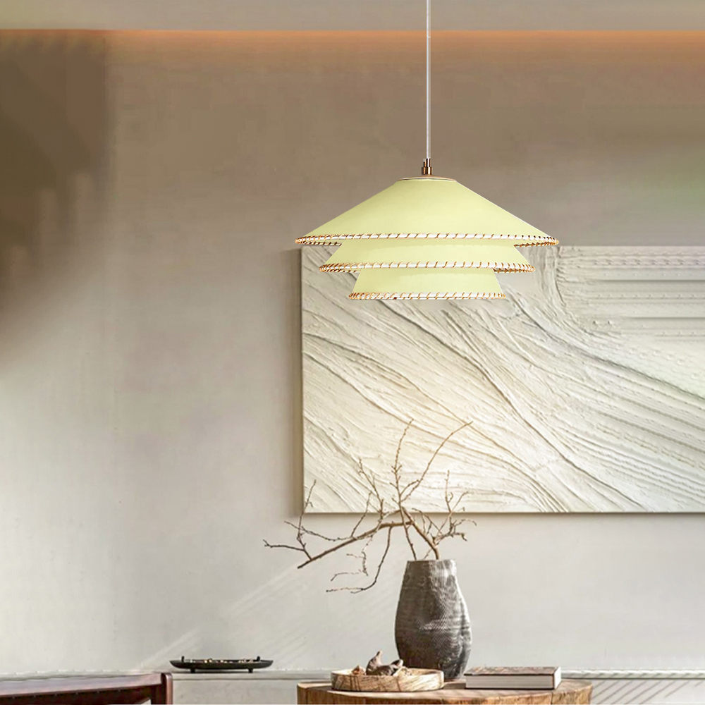 Nordic Simple PVC Dining Chandelier Wabi-sabi Style Bedroom Pendant Light-Handwovenlamp