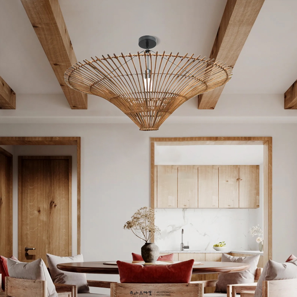 Large Modern Rattan Pendant Light Ceiling Lampshade 60CM-Handwovenlamp