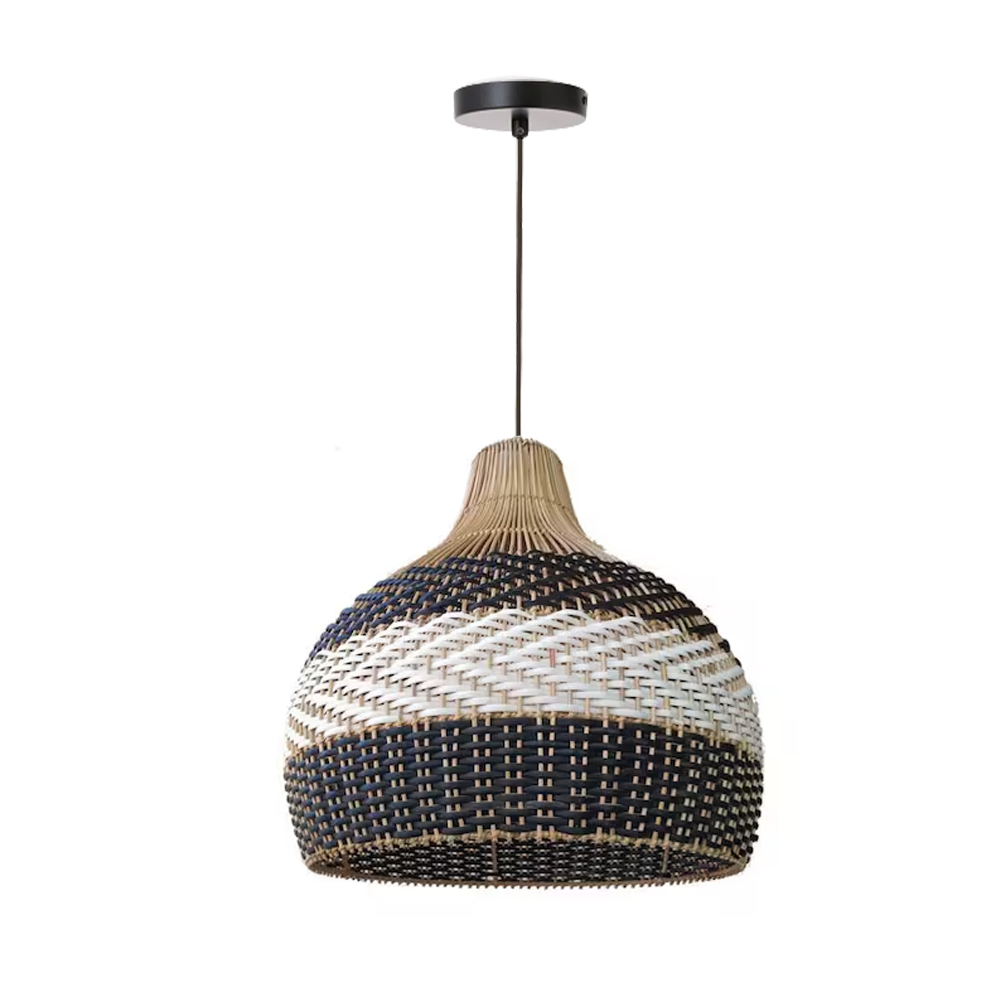 Sophisticated Black and White Rattan Pendant Light Interior Kitchen Island Design-Handwovenlamp