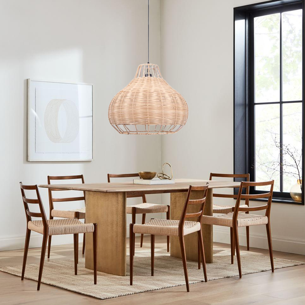 Scandinavian Hand Woven Ceiling Light Fixture Creative Rattan Pendant Lamp-Handwovenlamp