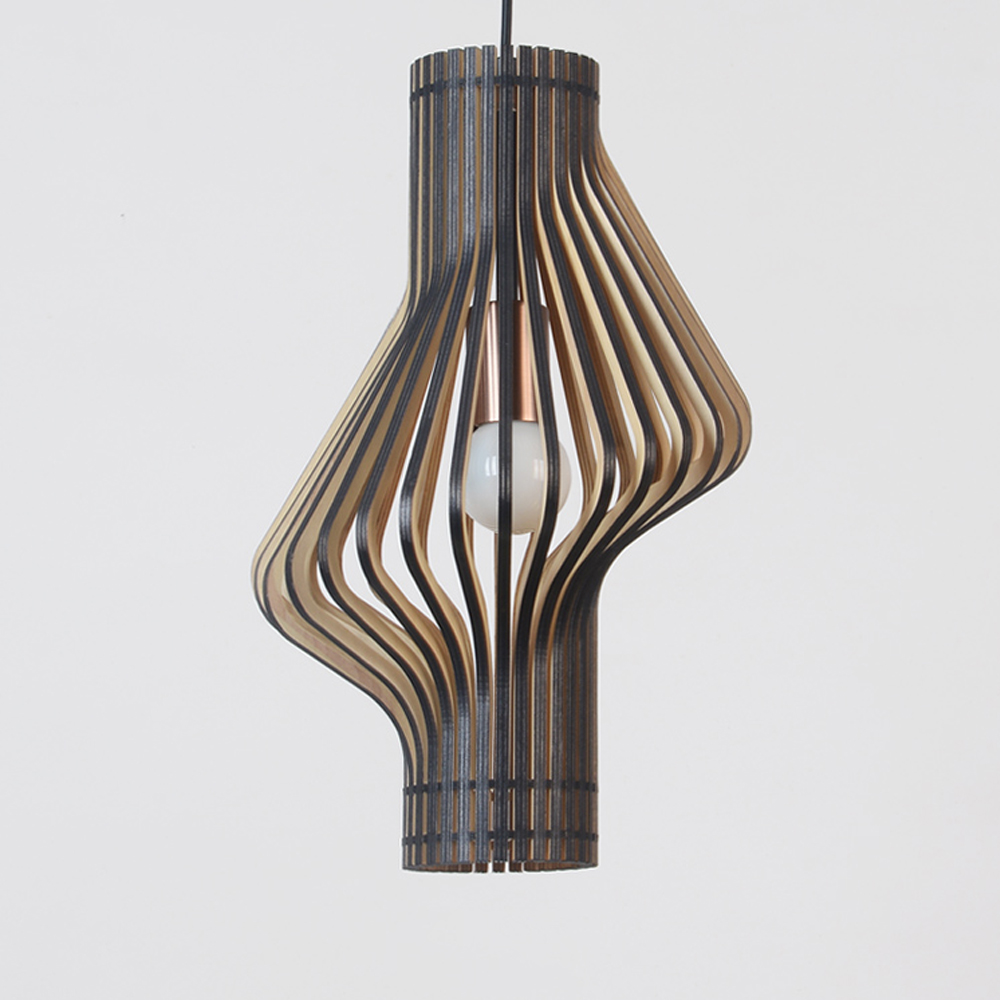 Creative Curved Surface Wooden Pendant Light Designer Art Light B&B Bedside Lamp-Handwovenlamp