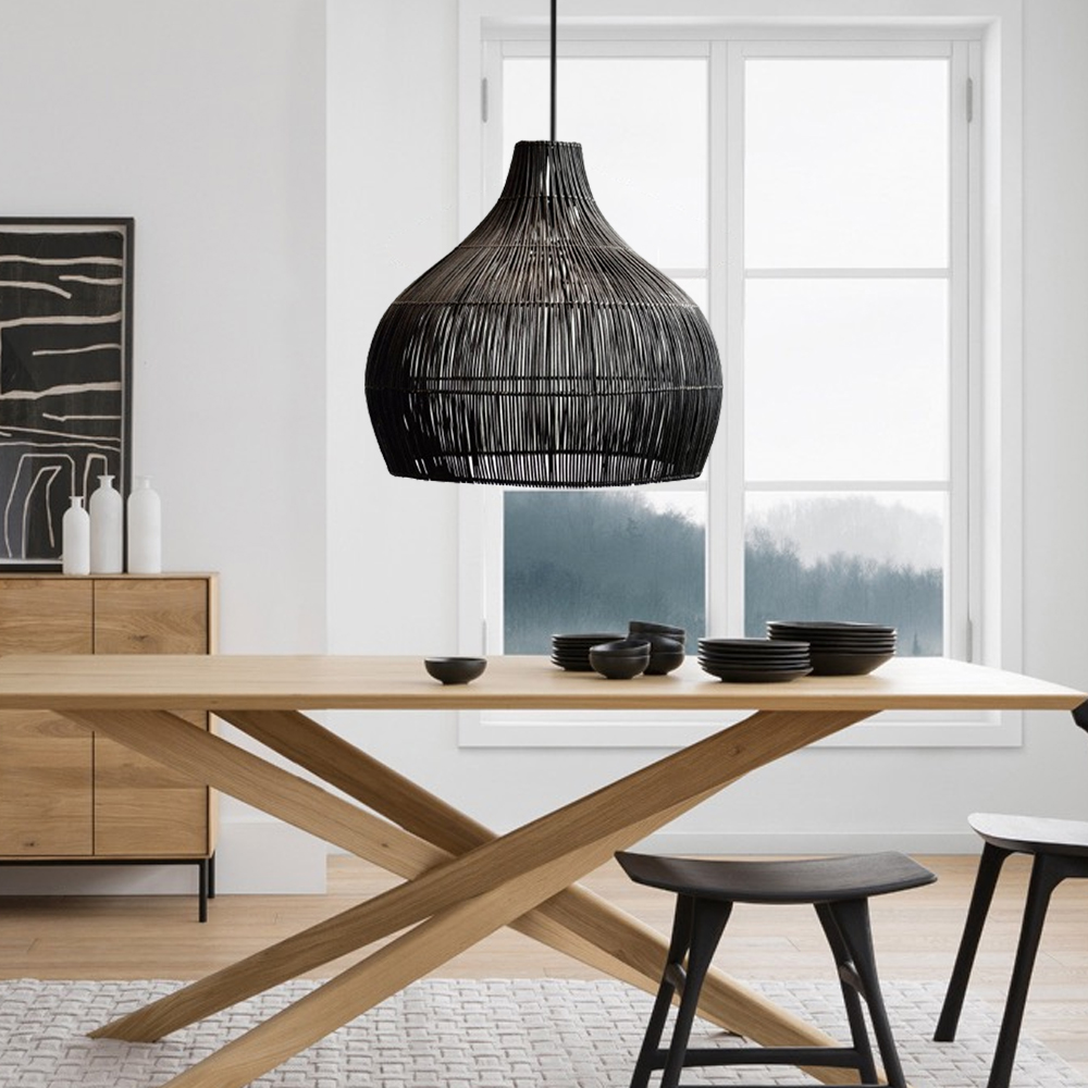 Japanese Style Retro Rattan Chandelier Creative Hotel Inn B&B Room Pendant Lamp-Handwovenlamp