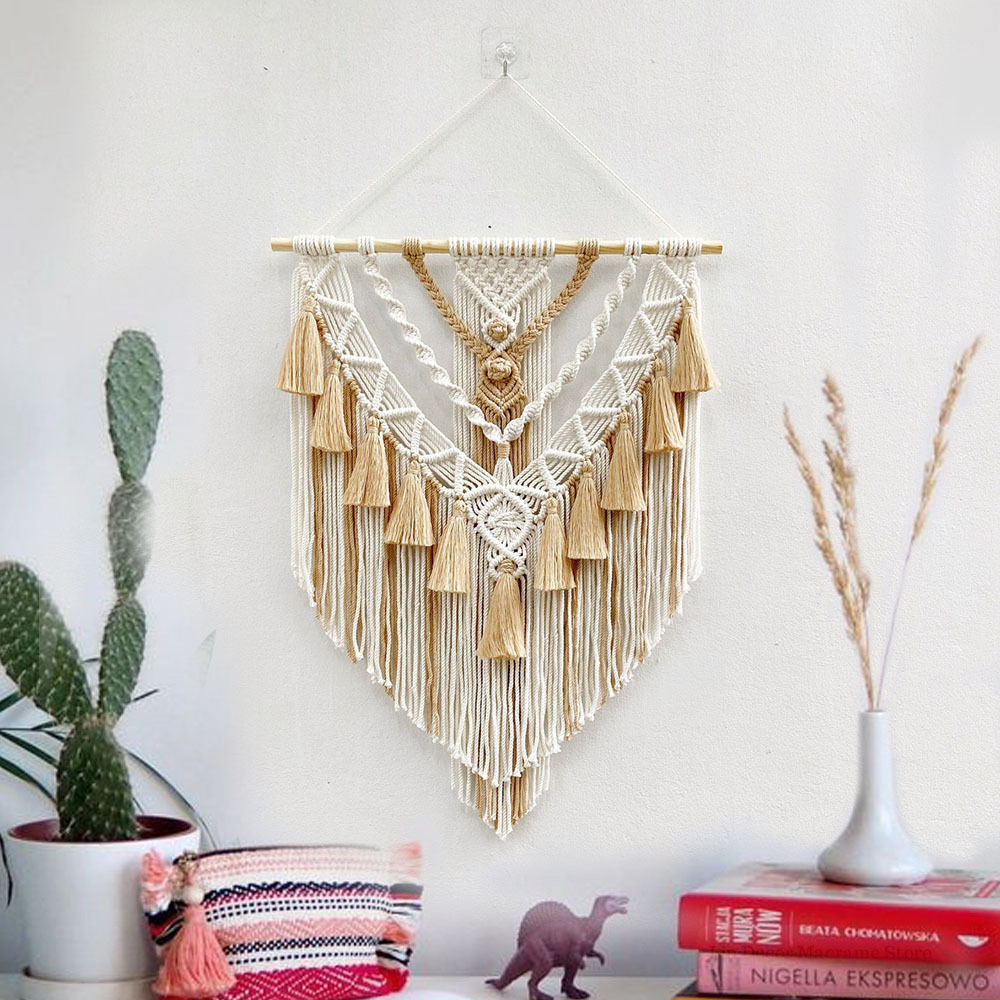 Hand-woven Tassel Tapestry Bohemian Home B&B Decoration Room Background Wall Hanging-Handwovenlamp