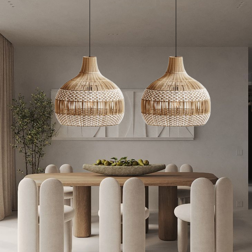 Dining Room Decor Rattan Pendant Lamp Kitchen Light Fixtures to Brighten Up Your Space-Handwovenlamp