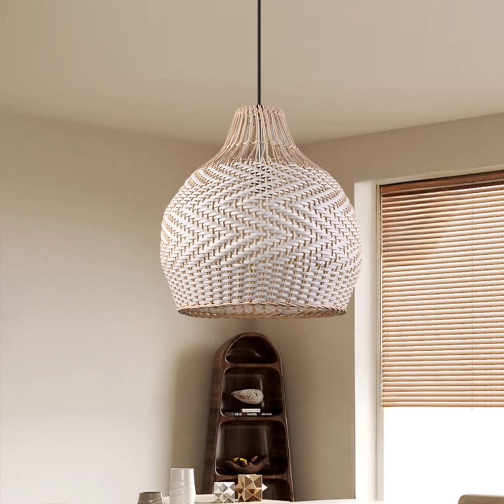 Handmade Rattan Pendant Light Fixture for Kitchen Island-Handwovenlamp