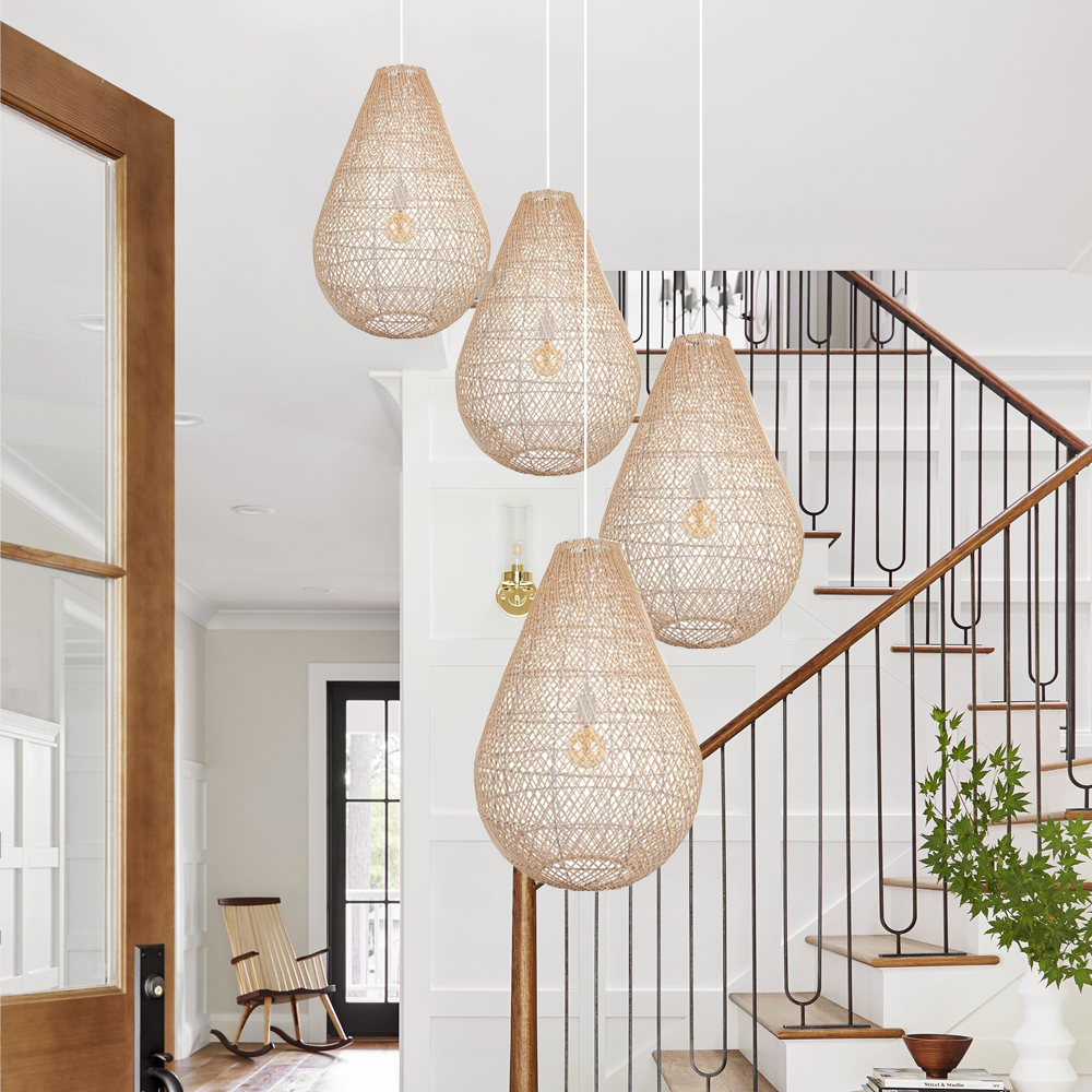 Staircase Living Room Rattan Pendant Lights Shade-Handwovenlamp