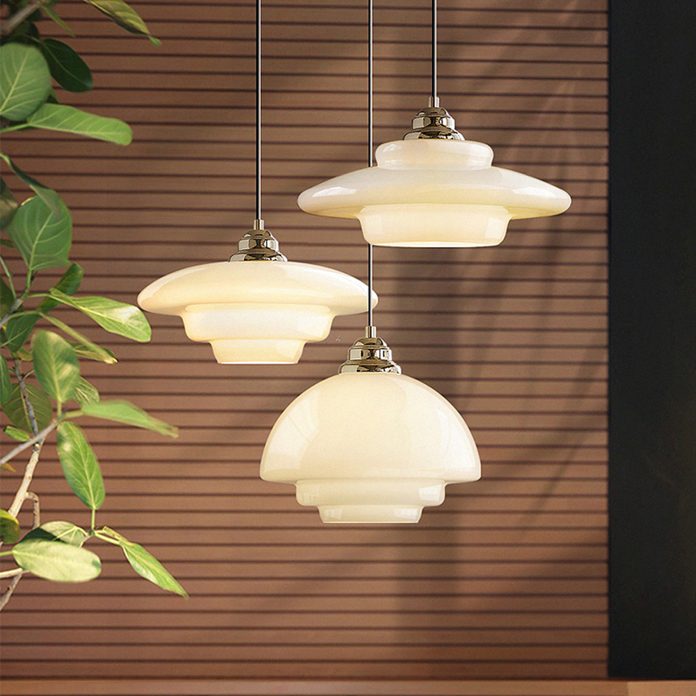 Bauhaus Milk White Glass Pendant Light Art Home Decor-Handwovenlamp