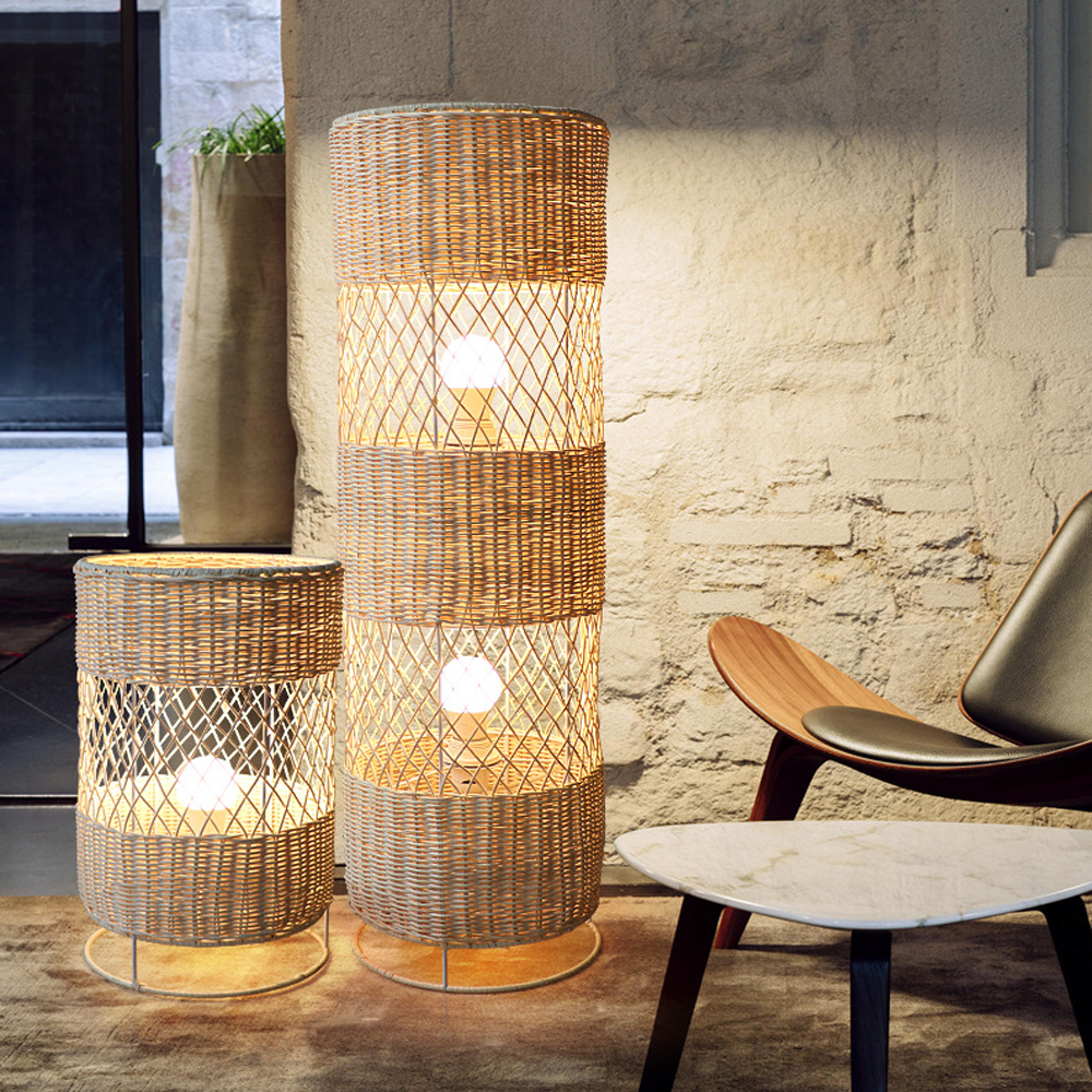 Japanese B&B Zen Rattan Floor Lamp-Handwovenlamp