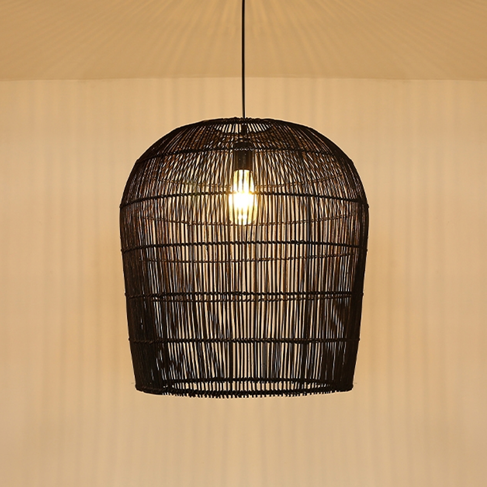 Coastal Chic Rattan Lighting Natural Handwoven Pendant Lamp Shade-Handwovenlamp