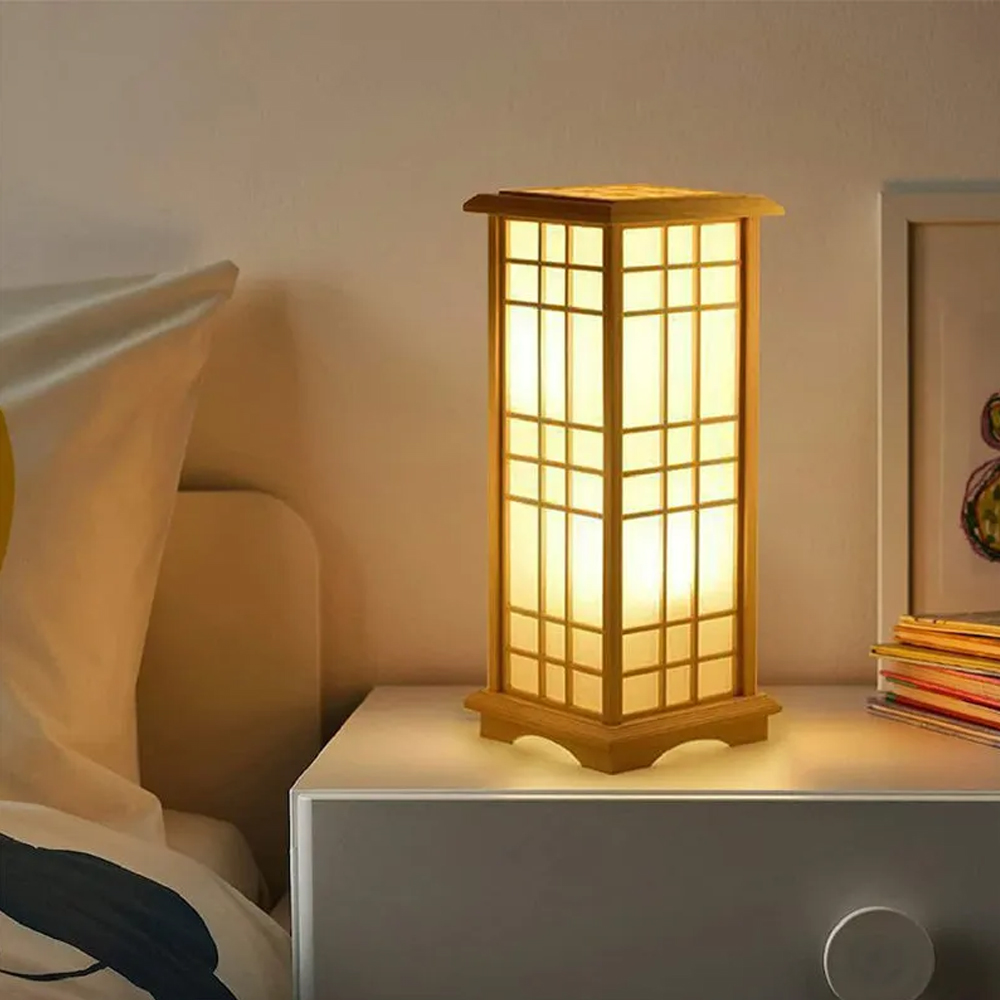 Japanese Living Room Wooden Table Lamp-Handwovenlamp