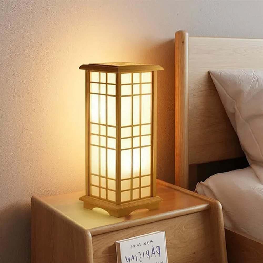 Japanese Living Room Wooden Table Lamp-Handwovenlamp