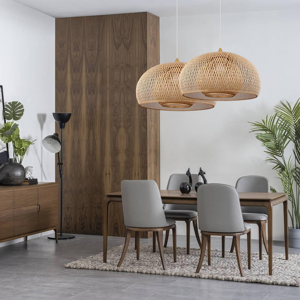 Bohemian Living Room Handcrafted Bamboo Pendant Light Rattan Bamboo Chandelier-Handwovenlamp