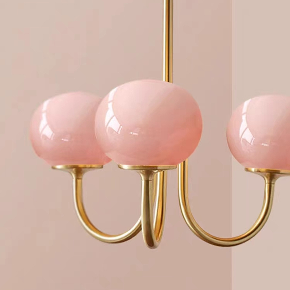 Milk Pink Glass Pendant Light Bauhaus Vintage Bubble Chandelier For Dining Room-Handwovenlamp