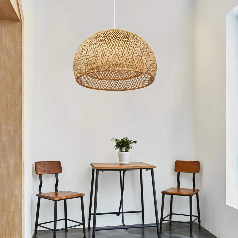 Natural Bamboo Rattan Pendant Light Handmade Wicker Hanging Lamp-Handwovenlamp