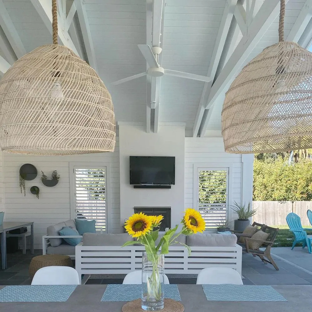 Handemade Rattan  Rope Light Pendant Lampshade For Kitchen Island-Handwovenlamp