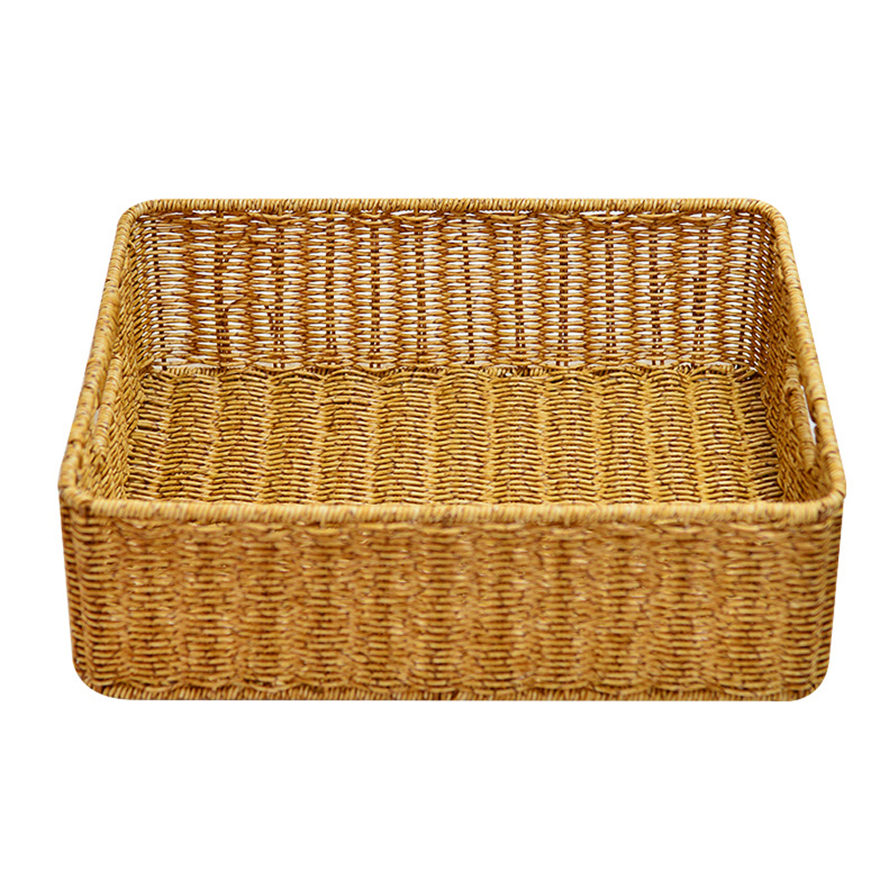 Handmade Rectangle Woven Rattan Tray Basket-Handwovenlamp