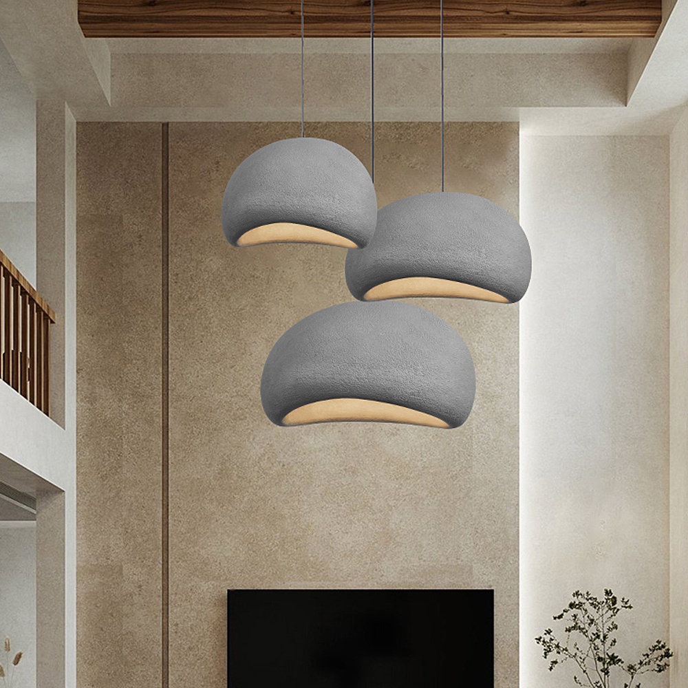 Macaron Chandelier Living Room Wabi Sabi Style Oval Pendant Lamps-Handwovenlamp