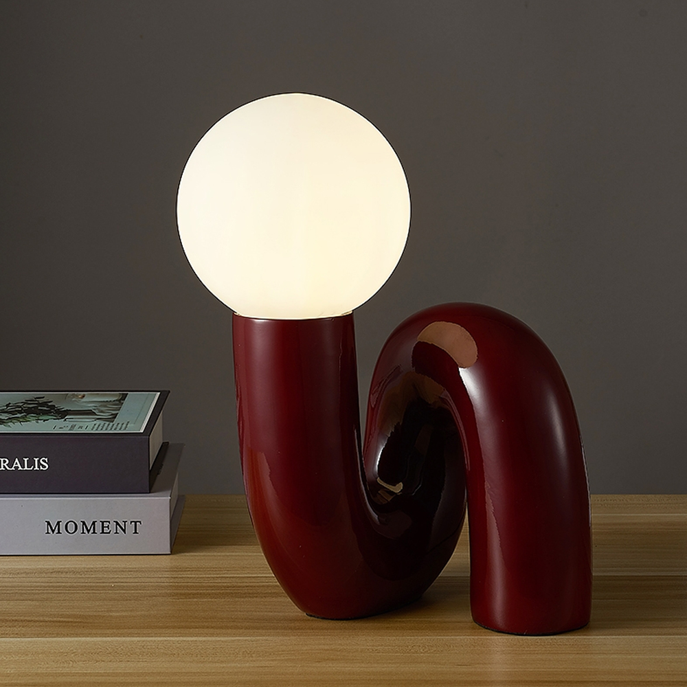 Nordic Red Bedside Lamp Light Luxury Glass Table Lamp-Handwovenlamp