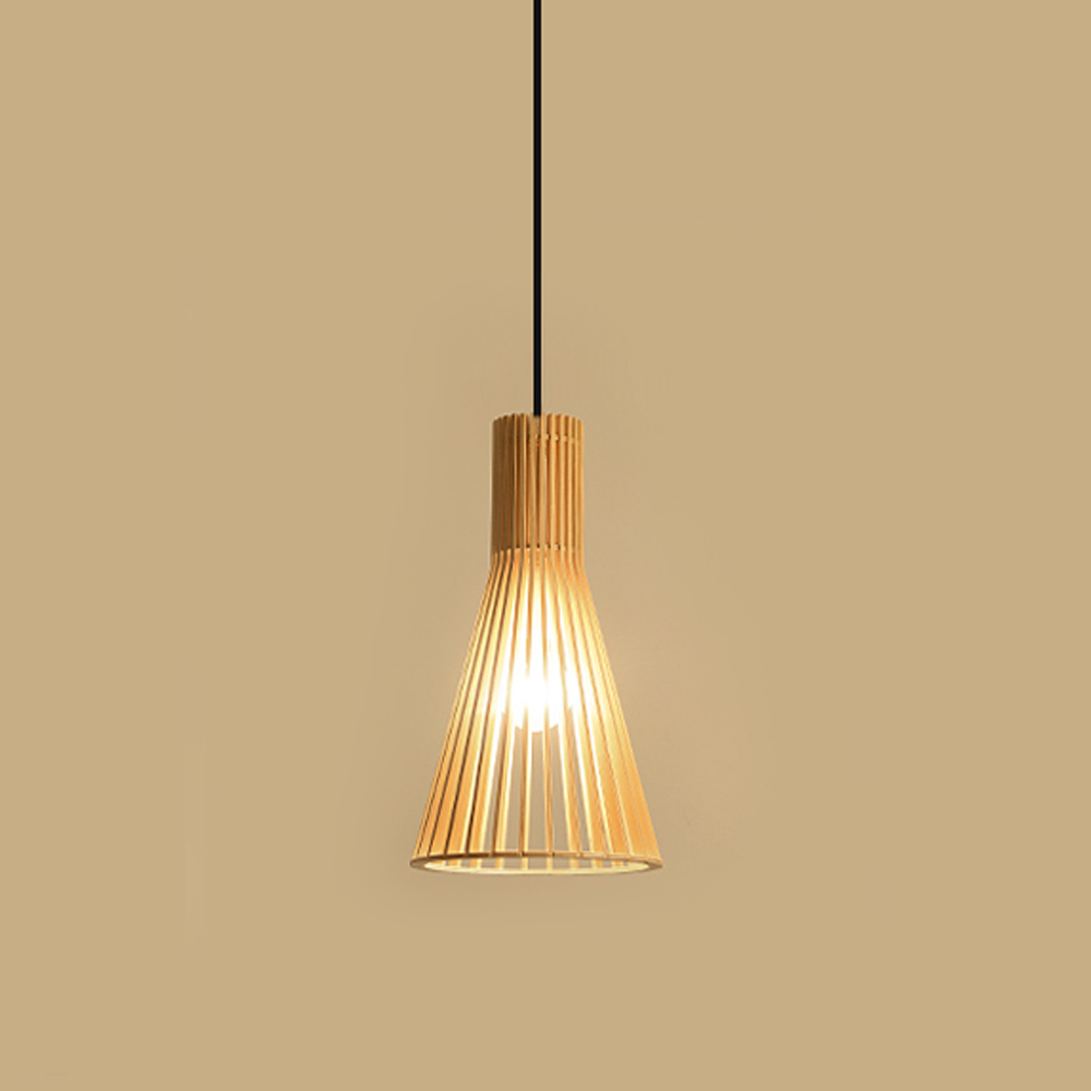 Japanese Classical Bedroom Bedside Wooden Small Pendant Light-Handwovenlamp