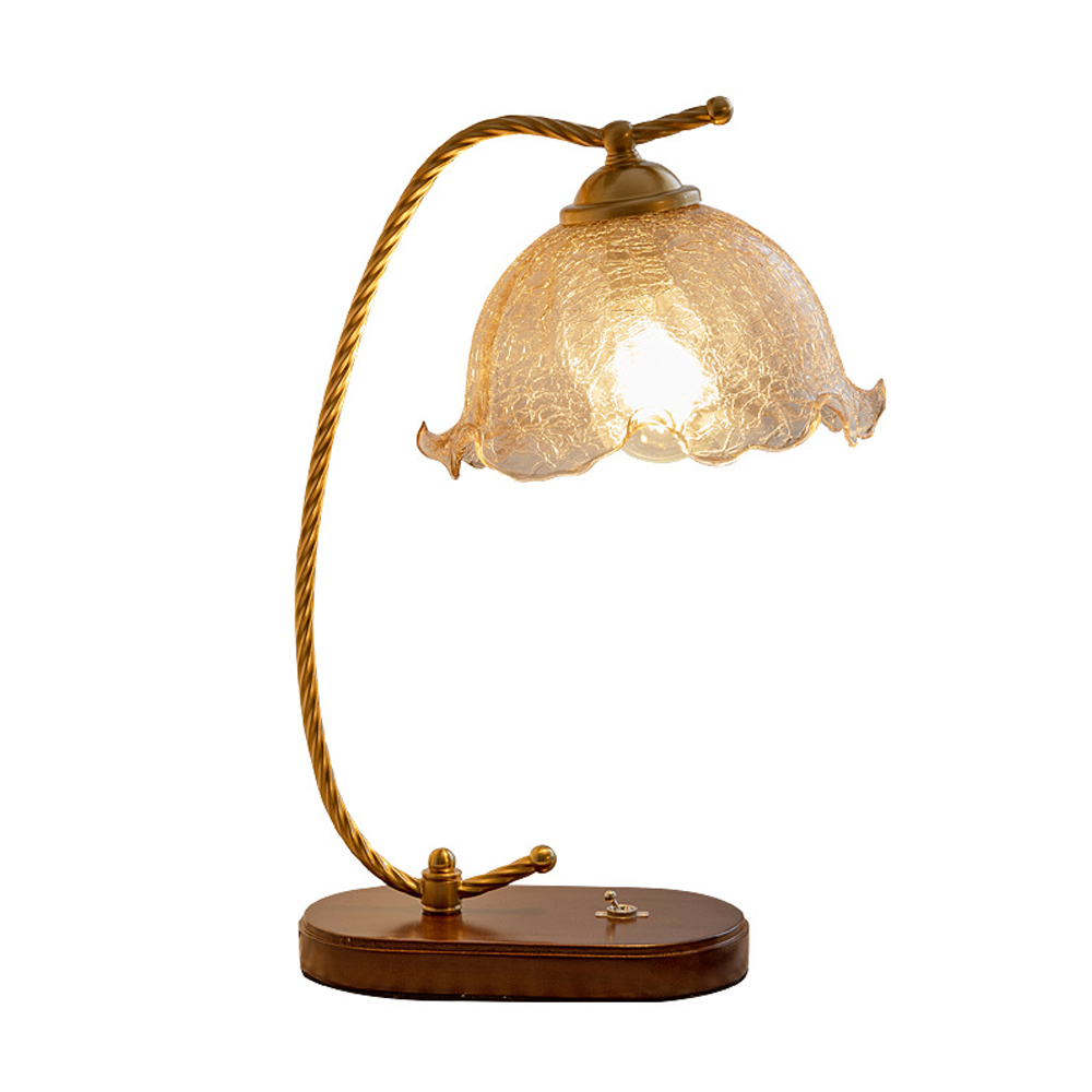 French Mid-Century Vintage Flower Table Lamp-Handwovenlamp