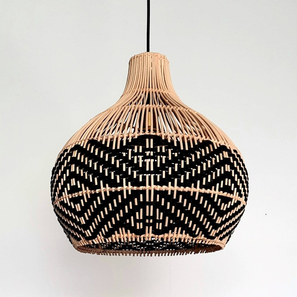 Florida Black Rattan Pendant Light Fixture For Kitchen Island-Handwovenlamp