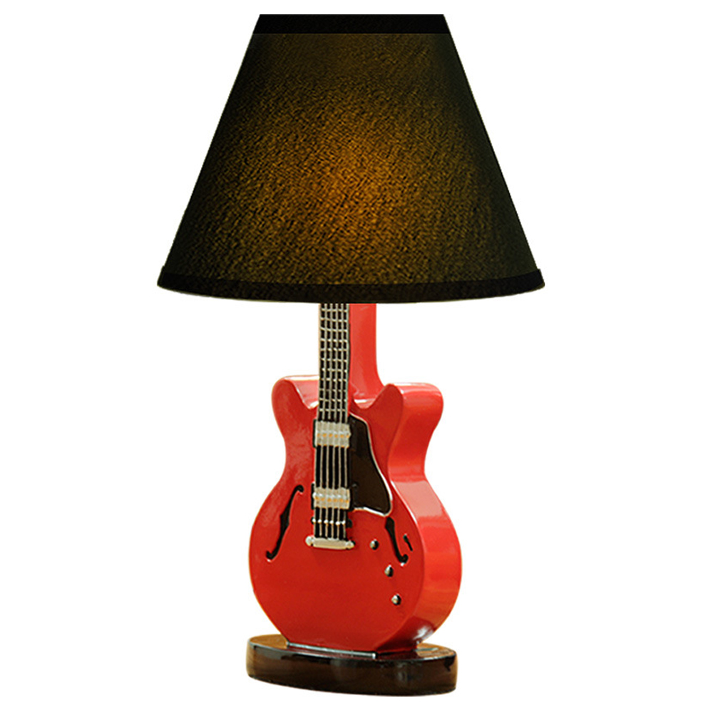 Simple Cartoon Guitar Table Lamp Bedroom Bedside Music Lamp Decoration-Handwovenlamp