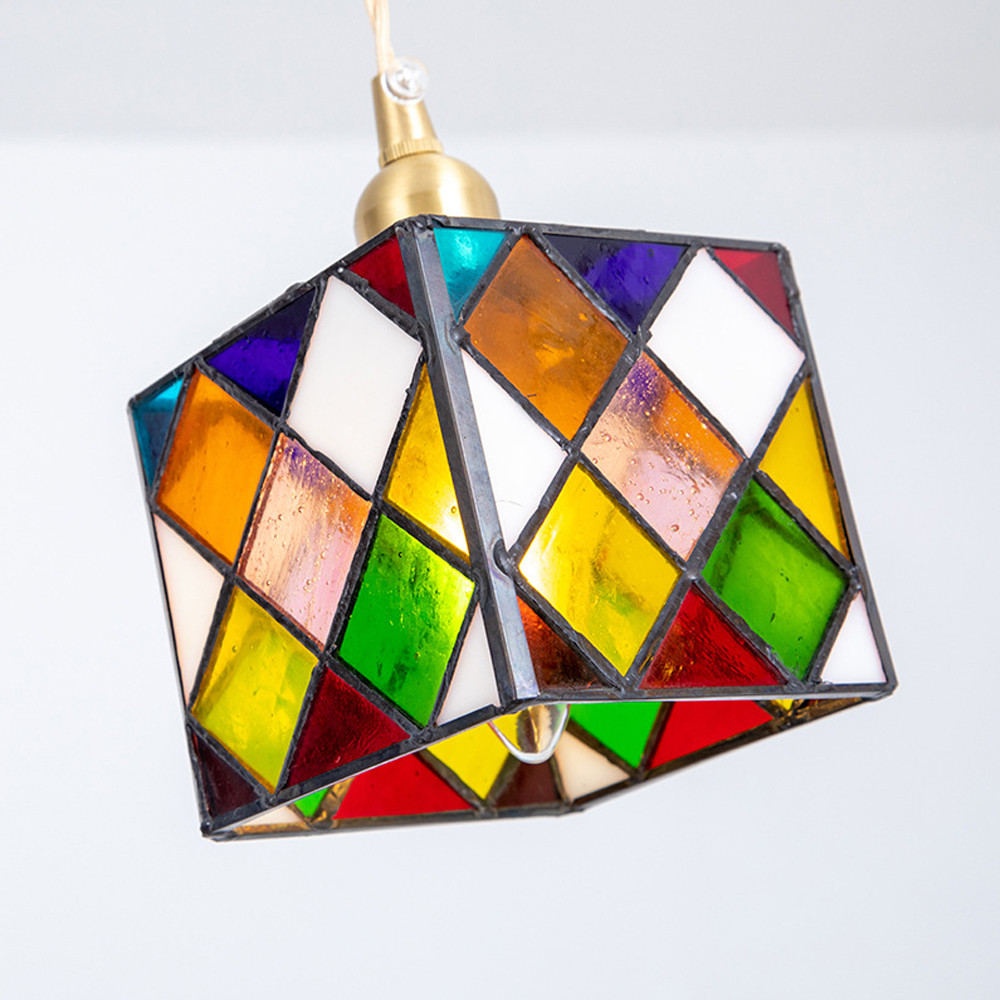 Nordic Creative Rubik’s Cube Small Glass Chandelier For Kitchen Island-Handwovenlamp