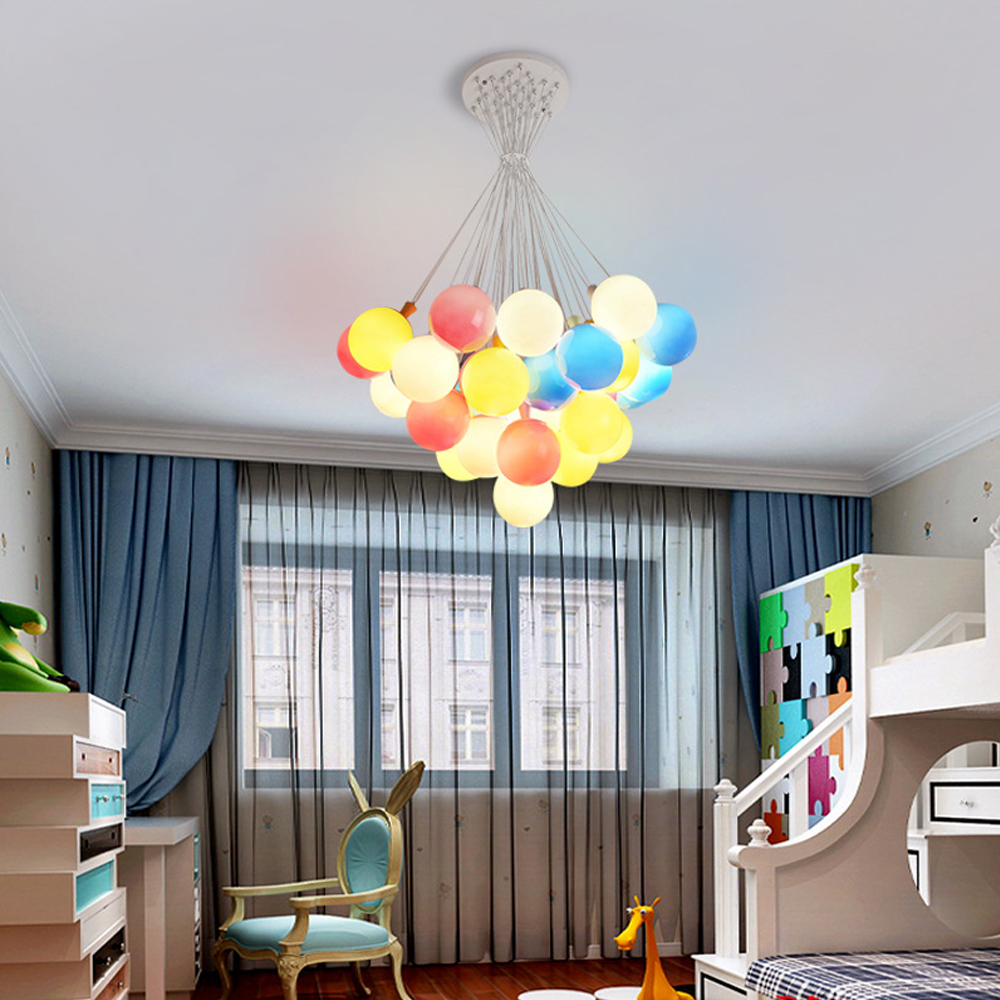 Nordic Children's Bedroom Colorful Bubble Ball Chandelier Nursery Pendant Lights-Handwovenlamp