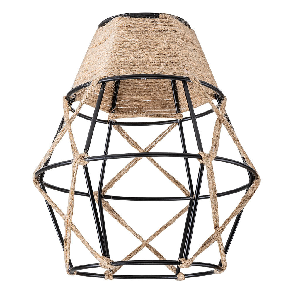 Industrial Retro Hemp Rope Diamond Head Metal Cage Loft Iron Wire Welding Lampshade-Handwovenlamp