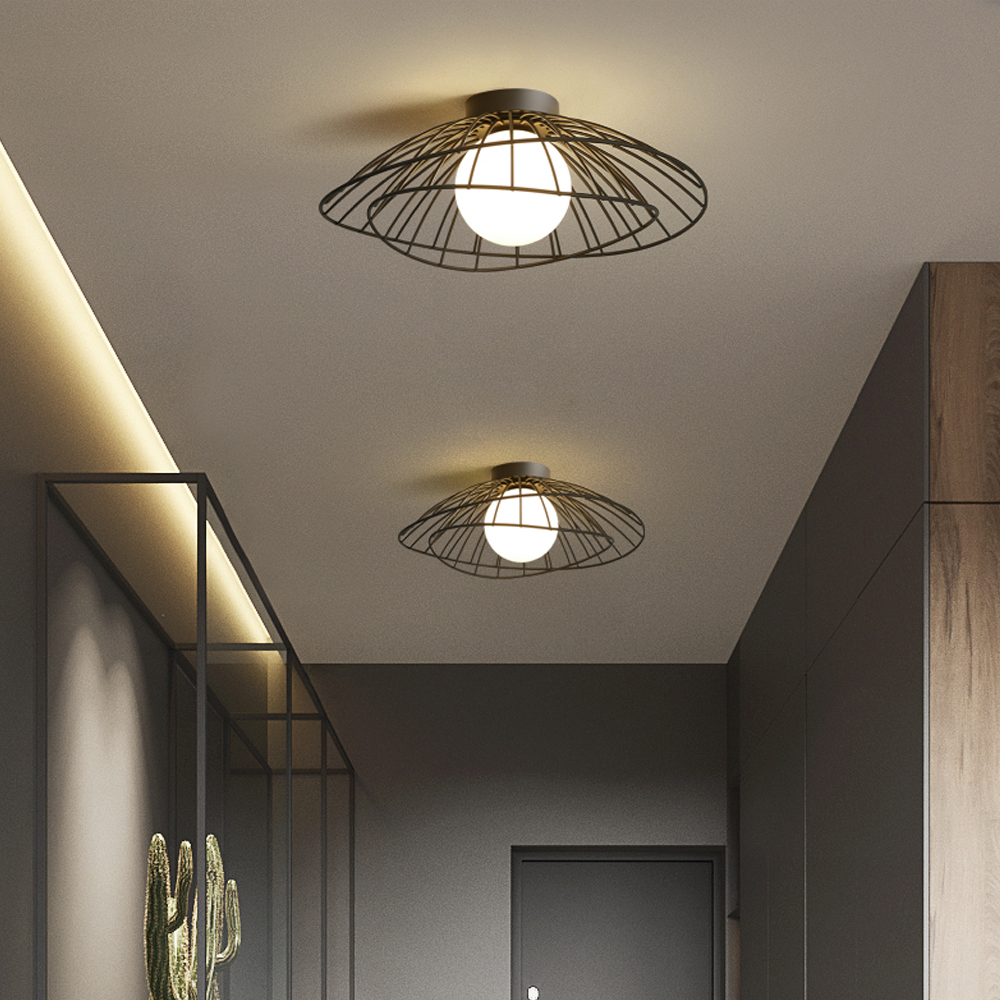 Nordic Balcony Metal Ceiling Lamp Luxury Corridor Flush Mount Light-Handwovenlamp