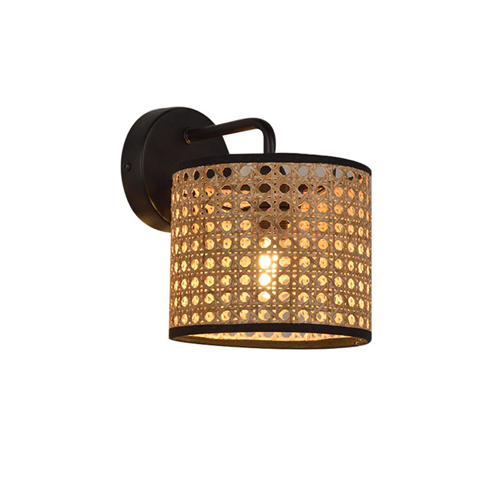 Japanese Rattan Wall Lamp Creative Corridor Wall Sconce-Handwovenlamp