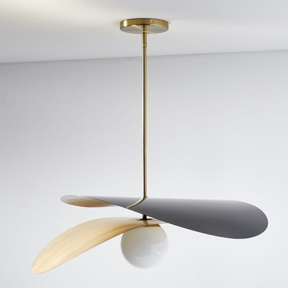 Minimalist Design Straw Hat Pendant Light Modern Metal Chandelier-Handwovenlamp