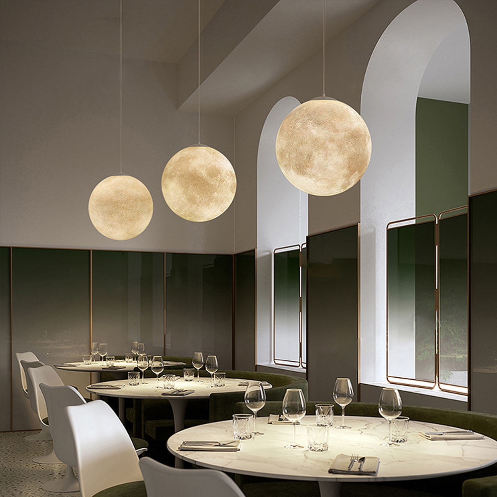 Commercial Design Exhibition Room Resin Chandelier Bar Restaurant Decor Moon Pendant Lamp-Handwovenlamp
