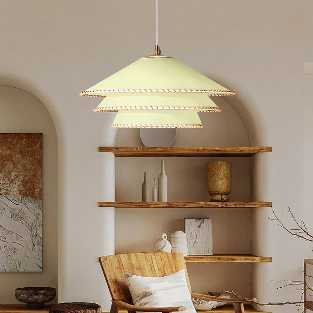 Nordic Simple PVC Dining Chandelier Wabi-sabi Style Bedroom Pendant Light-Handwovenlamp