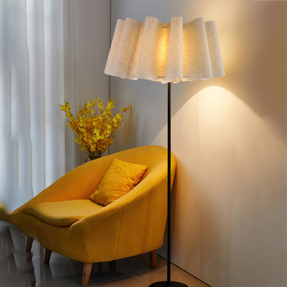 Japanese Retro Artistic Fabric Floor Lamp Wabi-sabi Living Room Lampshade-Handwovenlamp