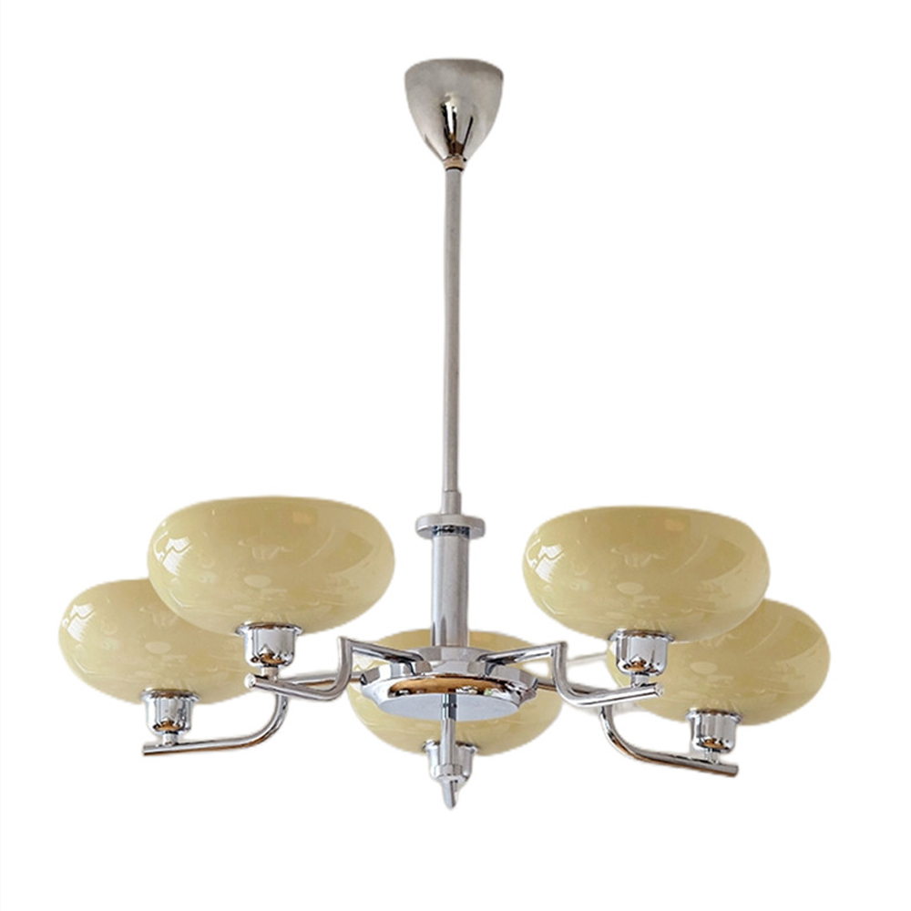 Bauhaus Living Room Milk White Glass Chandelier-Handwovenlamp