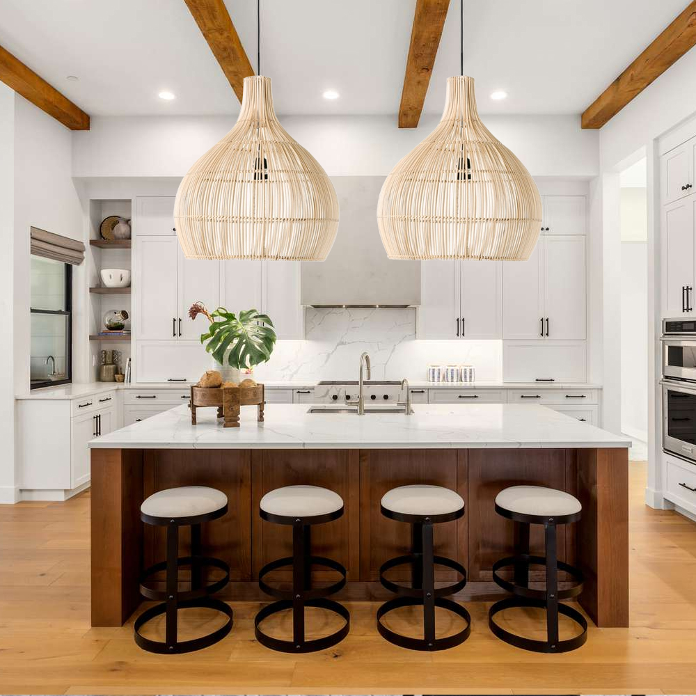 Japanese Style Retro Rattan Chandelier Creative Hotel Inn B&B Room Pendant Lamp-Handwovenlamp