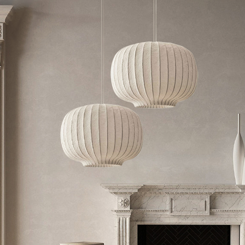 Japanese Style Wabi-sabi Silk Pendant Light Fixture Restaurant Art Chandelier-Handwovenlamp