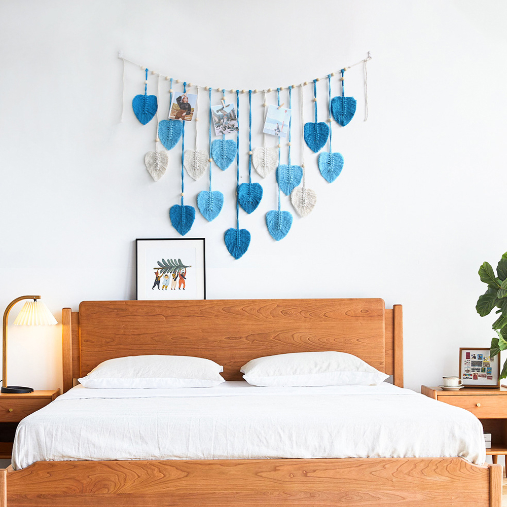 Bohemian Decorative Handwoven Leaf Tapestry Children's Room Background Tassel Wall Hanging-Handwovenlamp