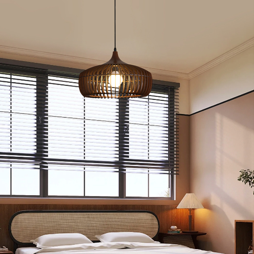 Japanese Retro Bar Table Wooden Pendant Lights Restaurant Lamp Medieval Lamp Fixture-Handwovenlamp
