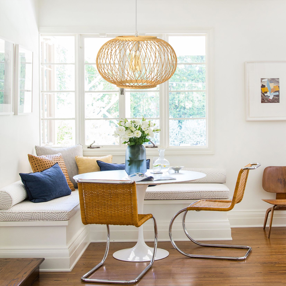 Restaurant decor bamboo Pendant Lamp Fixture Kitchen Island Lighting Furniture-Handwovenlamp