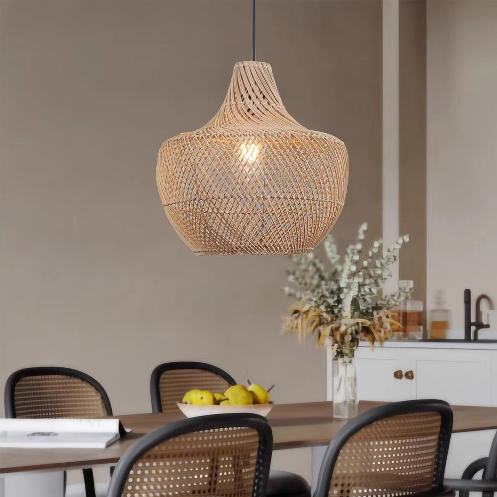 Southeast Asian Style Kitchen Island Rattan Weaving Pendant Light Bedside Chandelier-Handwovenlamp