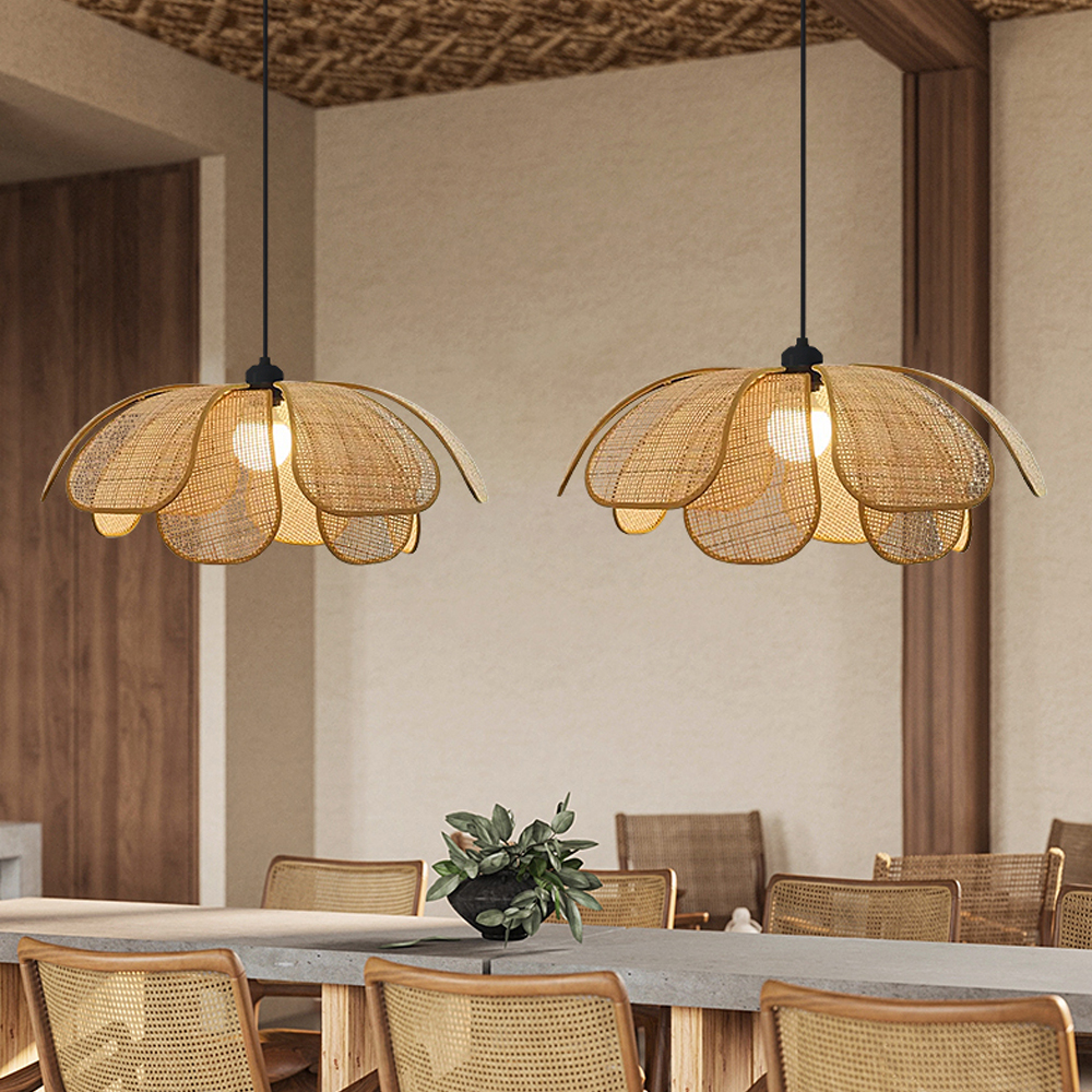 Japanese Petal Chandelier Wabi-sabi Style Dining Room Balcony Decorative Lamps-Handwovenlamp