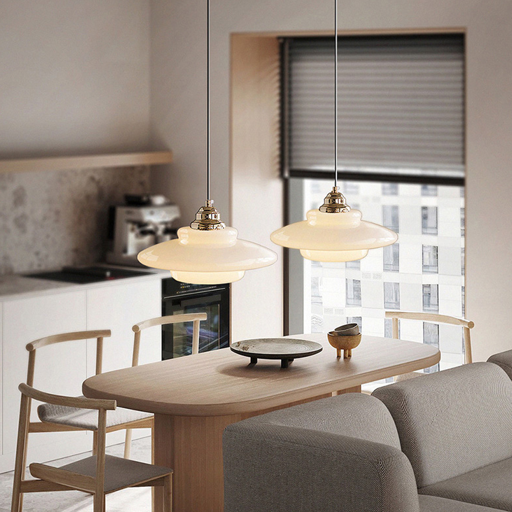 Bauhaus Milk White Glass Pendant Light Art Home Decor-Handwovenlamp