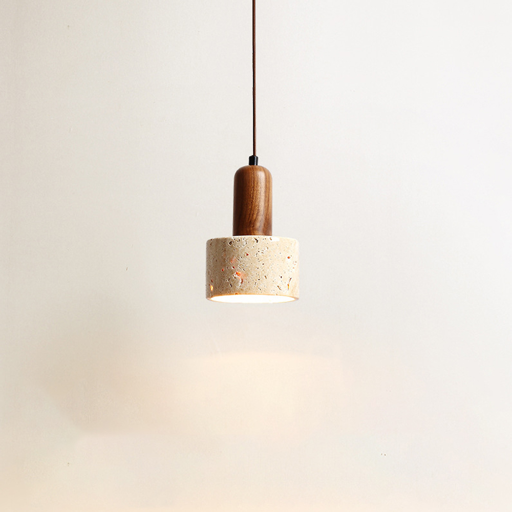 Wabi-Sabi Creative Homestay Travertine Stone Pendant Light Fixture-Handwovenlamp