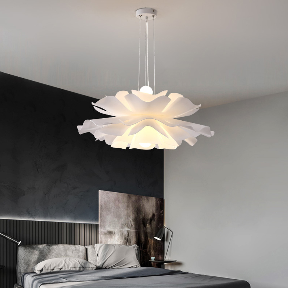 Nordic Modern Designer White Flower Pendant Light Acrylic Chandelier-Handwovenlamp