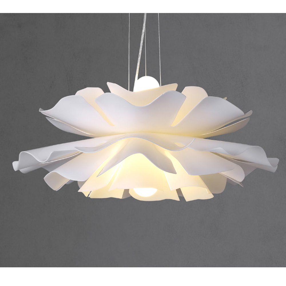 Nordic Modern Designer White Flower Pendant Light Acrylic Chandelier-Handwovenlamp