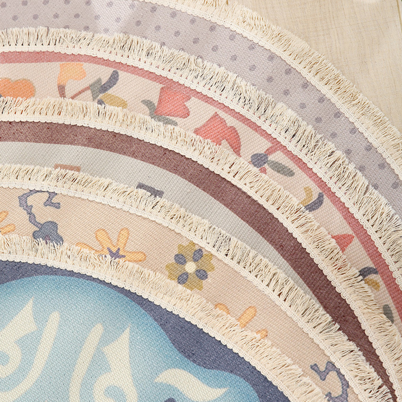 Round floor mat bedroom bedside living room decorative carpet-Handwovenlamp